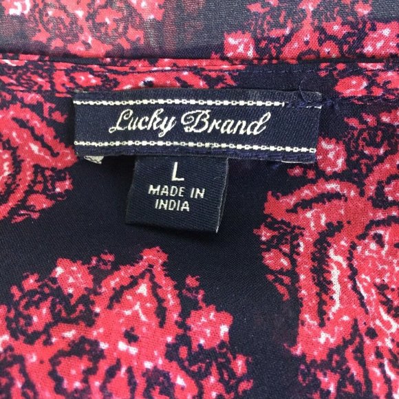 Lucky Brand Navy Pink Button Up Long Maxi Dress - Picture 4 of 11